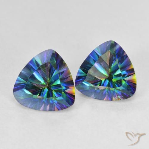 Gemme di Quarzo mistico Multicolore naturale da 2.25 ct, Taglio trillion, VVS-VS