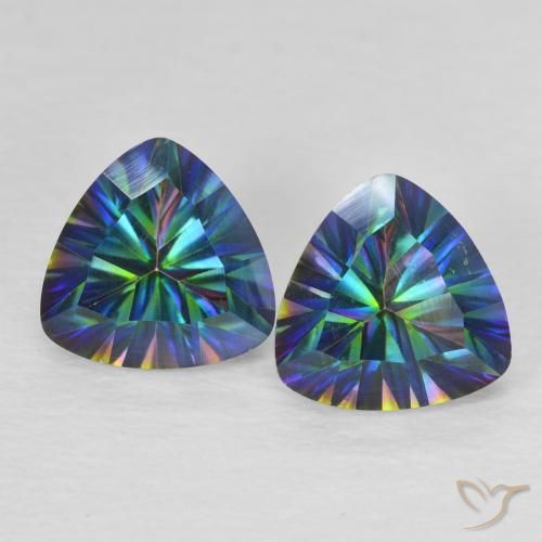 2.25ctw Naturale Multicolore Blu Quarzo mistico, Taglio trillion, VVS-VS