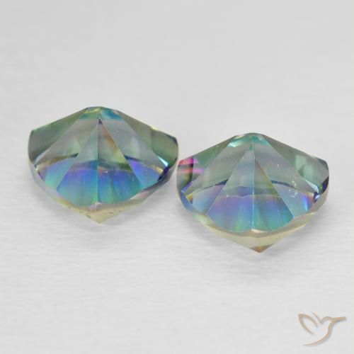 Gemme di Quarzo mistico Multicolore Blu naturale da 2.25 ct, Taglio trillion, VVS-VS