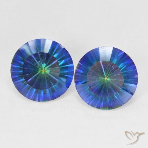 4.80ctw Naturale Multicolore Blu Quarzo mistico, Rotondo, VVS-VS