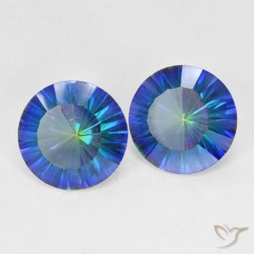 Gemme di Quarzo mistico Multicolore Blu naturale da 4.80 ct, Rotondo, VVS-VS