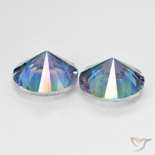 Gemme di Quarzo mistico Multicolore Blu naturale da 4.80 ct, Rotondo, VVS-VS