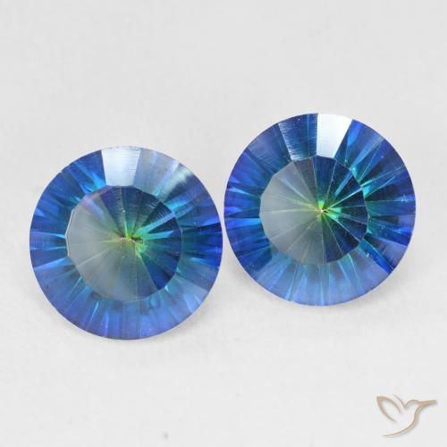 Gemme di Quarzo mistico Multicolore Blu naturale da 4.84 ct, Rotondo, VVS-VS