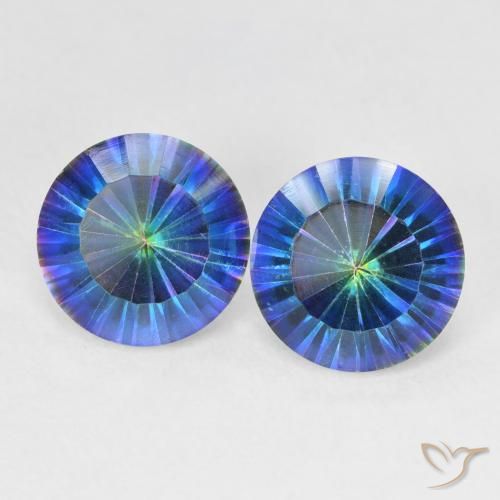 4.68ctw Naturale Multicolore Blu Quarzo mistico, Rotondo, VVS-VS