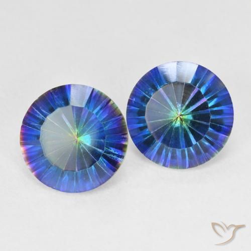Gemme di Quarzo mistico Multicolore Blu naturale da 4.68 ct, Rotondo, VVS-VS