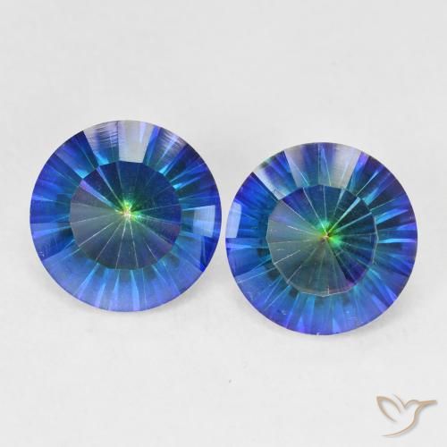4.87ctw Naturale Multicolore Blu Quarzo mistico, Rotondo, VVS-VS