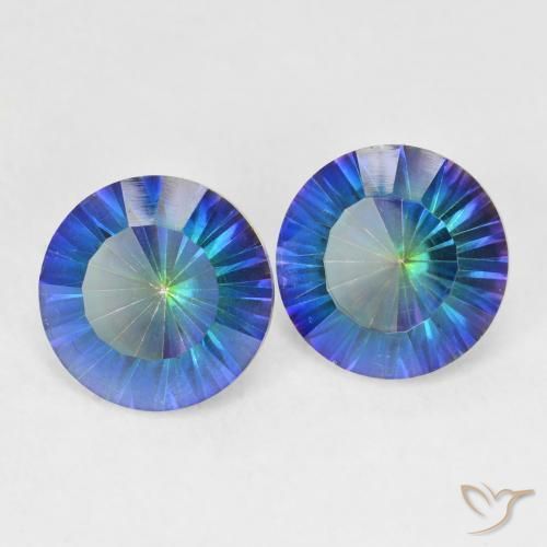 Gemme di Quarzo mistico Multicolore Blu naturale da 4.87 ct, Rotondo, VVS-VS