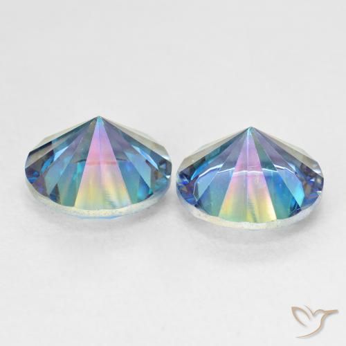 Gemme di Quarzo mistico Multicolore Blu naturale da 4.87 ct, Rotondo, VVS-VS
