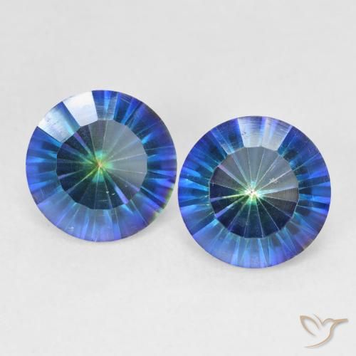 4.77ctw Naturale Multicolore Blu Quarzo mistico, Rotondo, VVS-VS