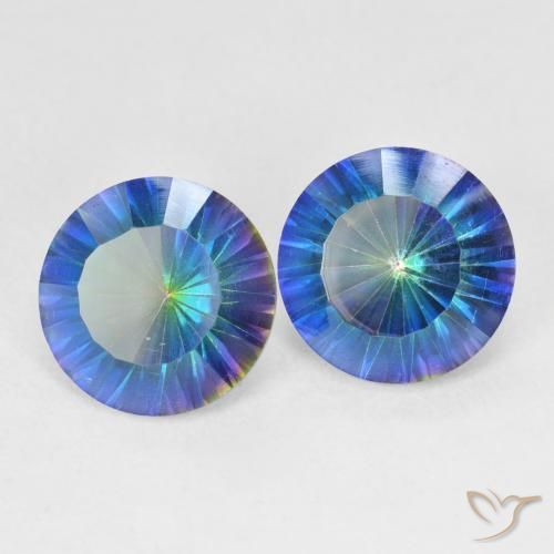 Gemme di Quarzo mistico Multicolore Blu naturale da 4.77 ct, Rotondo, VVS-VS