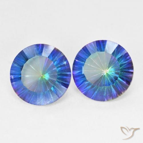 Gemme di Quarzo mistico Multicolore Blu naturale da 4.85 ct, Rotondo, VVS-VS