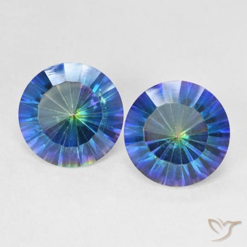 4.62ctw Naturale Multicolore Blu Quarzo mistico, Rotondo, VVS-VS