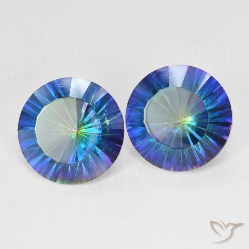 Gemme di Quarzo mistico Multicolore Blu naturale da 4.62 ct, Rotondo, VVS-VS