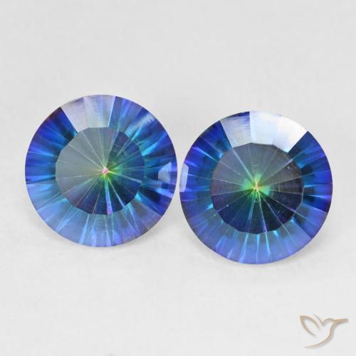 4.74ctw Naturale Multicolore Blu Quarzo mistico, Rotondo, VVS-VS