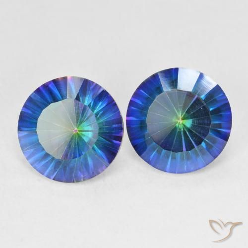 Gemme di Quarzo mistico Multicolore Blu naturale da 4.74 ct, Rotondo, VVS-VS