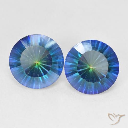 4.97ctw Naturale Multicolore Blu Quarzo mistico, Rotondo, VVS-VS