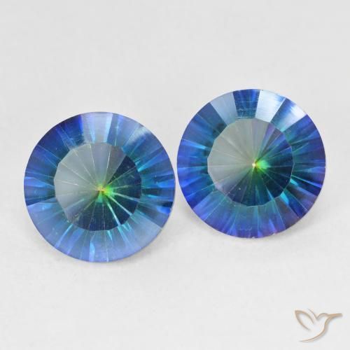 Gemme di Quarzo mistico Multicolore Blu naturale da 4.97 ct, Rotondo, VVS-VS