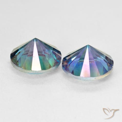 Gemme di Quarzo mistico Multicolore Blu naturale da 4.97 ct, Rotondo, VVS-VS