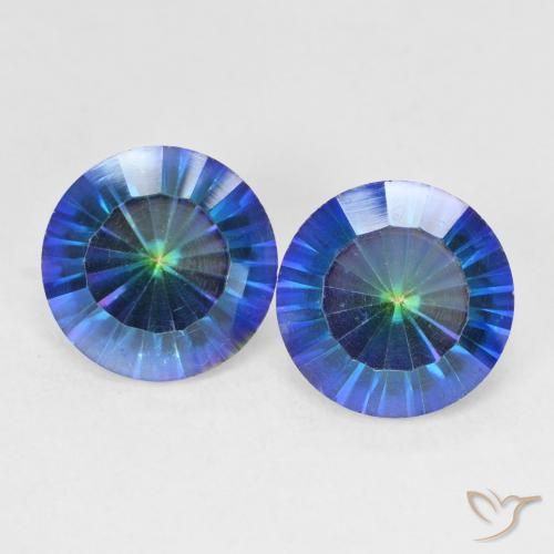 4.92ctw Naturale Multicolore Blu Quarzo mistico, Rotondo, VVS-VS