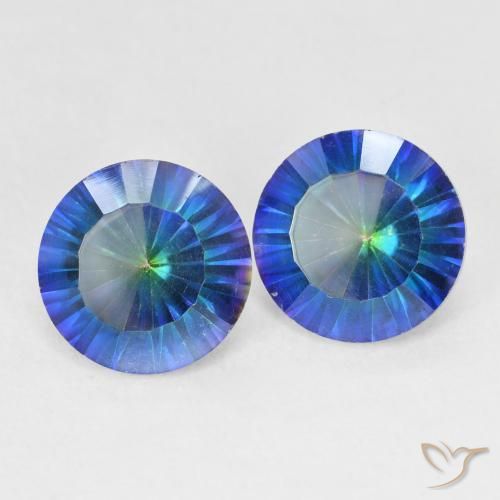 Gemme di Quarzo mistico Multicolore Blu naturale da 4.92 ct, Rotondo, VVS-VS