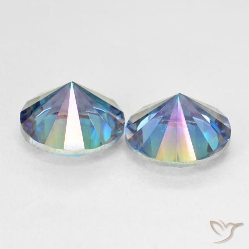 Gemme di Quarzo mistico Multicolore Blu naturale da 4.92 ct, Rotondo, VVS-VS