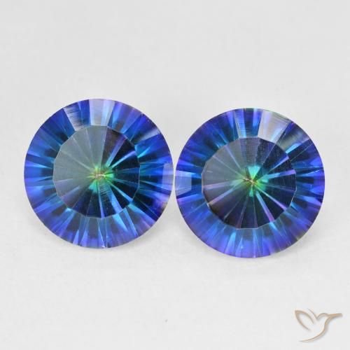 4.78ctw Naturale Multicolore Blu Quarzo mistico, Rotondo, VVS-VS