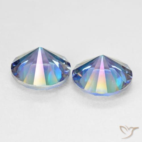 Gemme di Quarzo mistico Multicolore Blu naturale da 4.78 ct, Rotondo, VVS-VS