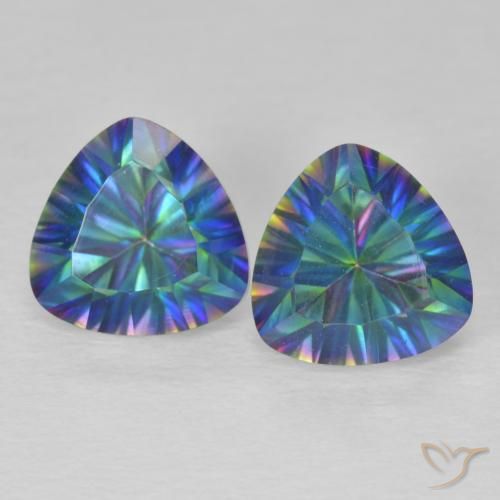 3.69ctw Naturale Multicolore Blu Quarzo mistico, Taglio trillion, VVS-VS, Photo A