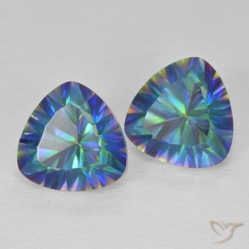 Gemme di Quarzo mistico Multicolore Blu naturale da 3.69 ct, Taglio trillion, VVS-VS