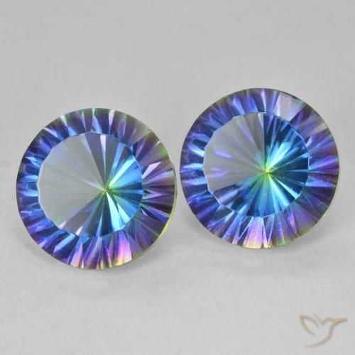 Gemme di Quarzo mistico Multicolore naturale da 7.42 ct, Rotondo, VVS