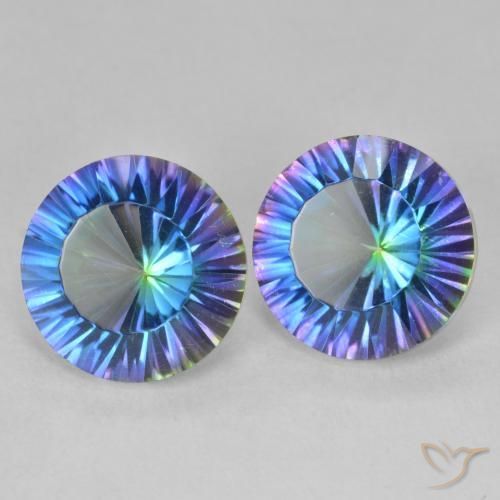 Gemme di Quarzo mistico Multicolore naturale da 7.02 ct, Rotondo, VVS-VS