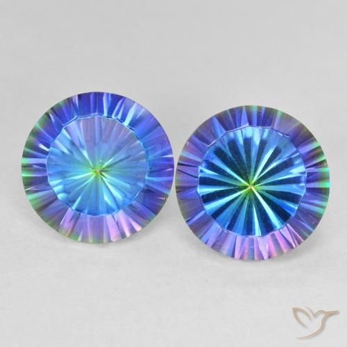7.47ctw Naturale Multicolore Blu Quarzo mistico, Rotondo, VVS-VS