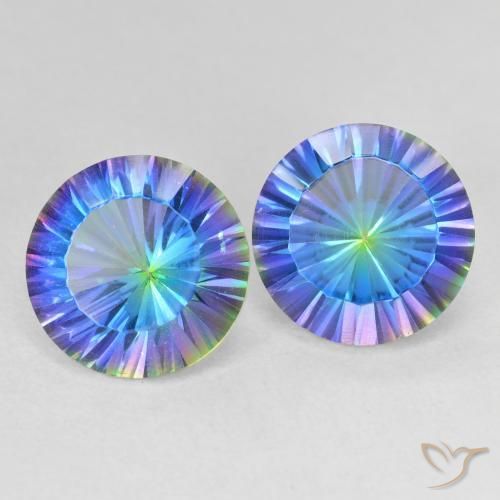 Gemme di Quarzo mistico Multicolore Blu naturale da 7.01 ct, Rotondo, VVS-VS