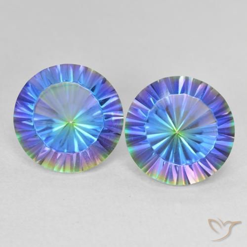 7.37ctw Naturale Multicolore Blu Quarzo mistico, Rotondo, VVS-VS