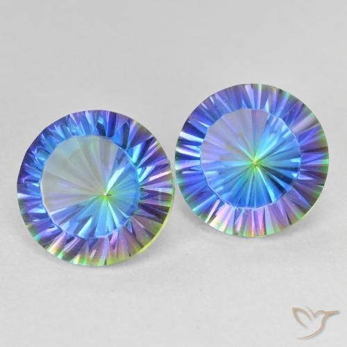 Gemme di Quarzo mistico Multicolore Blu naturale da 7.37 ct, Rotondo, VVS-VS