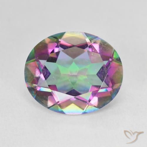 5.49ct Naturale Multicolore Quarzo mistico, Ovale, VVS