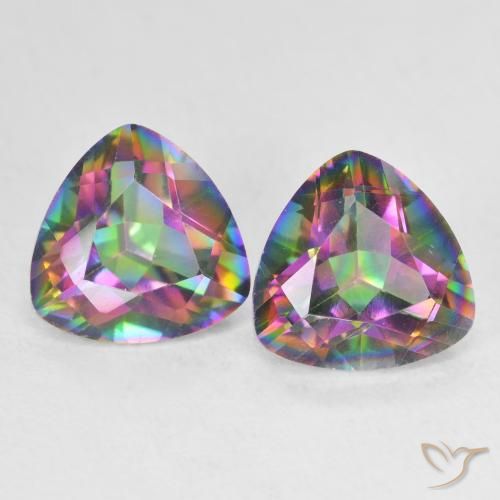 3.39ctw Naturale Multicolore Quarzo mistico, Taglio trillion, VVS