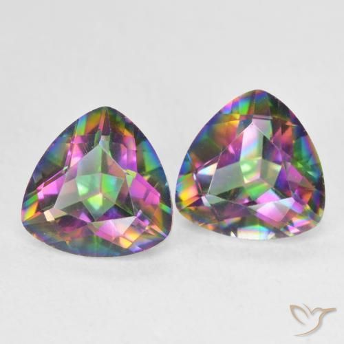 Gemme di Quarzo mistico Multicolore naturale da 3.39 ct, Taglio trillion, VVS