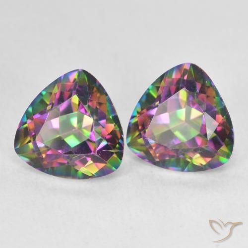 Gemme di Quarzo mistico Multicolore naturale da 3.83 ct, Taglio trillion, VVS