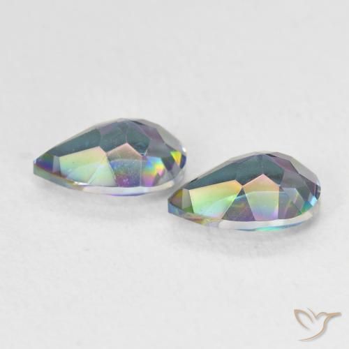 Gemme di Quarzo mistico Multicolore naturale da 1.25 ct, Forma a pera, VVS