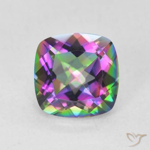 Quarzo mistico Multicolore naturale da 1.42 ct, Taglio a cuscino, VVS