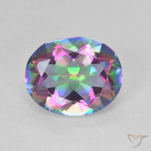 Quarzo mistico naturale multicolore da 3,22 ct, taglio ovale, VVS-VS