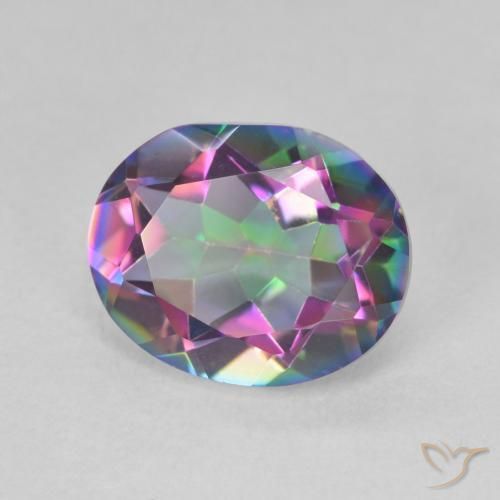 Quarzo mistico naturale multicolore da 3,22 ct, taglio ovale, VVS-VS