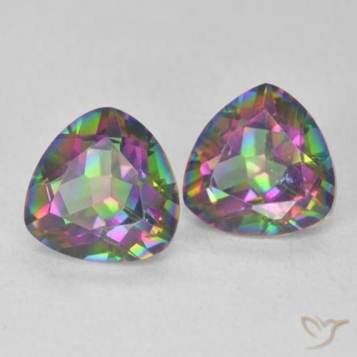 Gemme di Quarzo mistico Multicolore naturale da 2.28 ct, Taglio trillion, VVS-VS