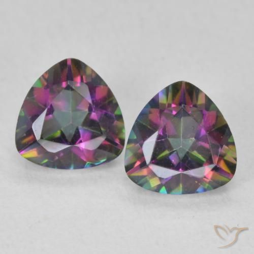 1.40ctw Naturale Multicolore Quarzo mistico, Taglio trillion, VVS-VS