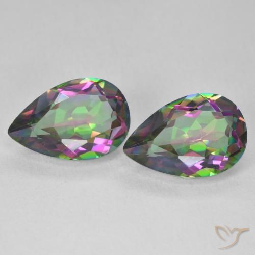 6.06ctw Naturale Multicolore Quarzo mistico, Forma a pera, VVS-VS