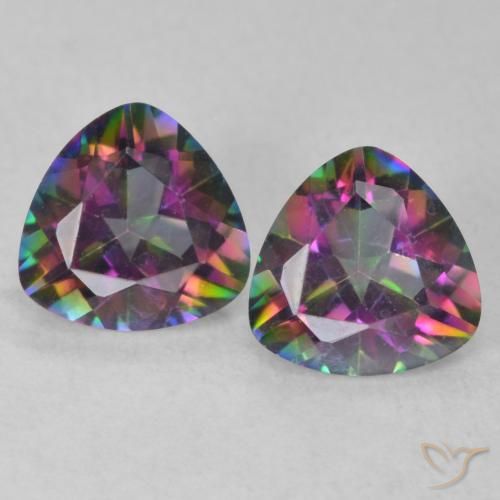 1.40ctw Naturale Multicolore Quarzo mistico, Taglio trillion, VVS