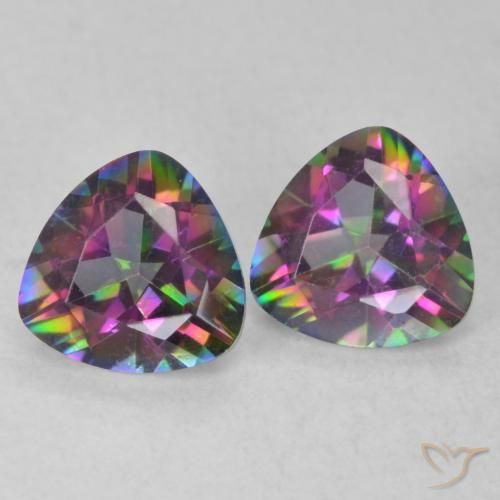 Gemme di Quarzo mistico Multicolore naturale da 1.40 ct, Taglio trillion, VVS