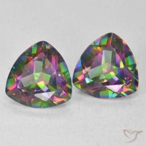 Gemme di Quarzo mistico Multicolore naturale da 2.23 ct, Taglio trillion, VVS