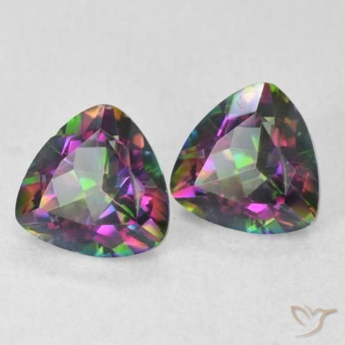 Gemme di Quarzo mistico Multicolore naturale da 1.48 ct, Taglio trillion, VVS